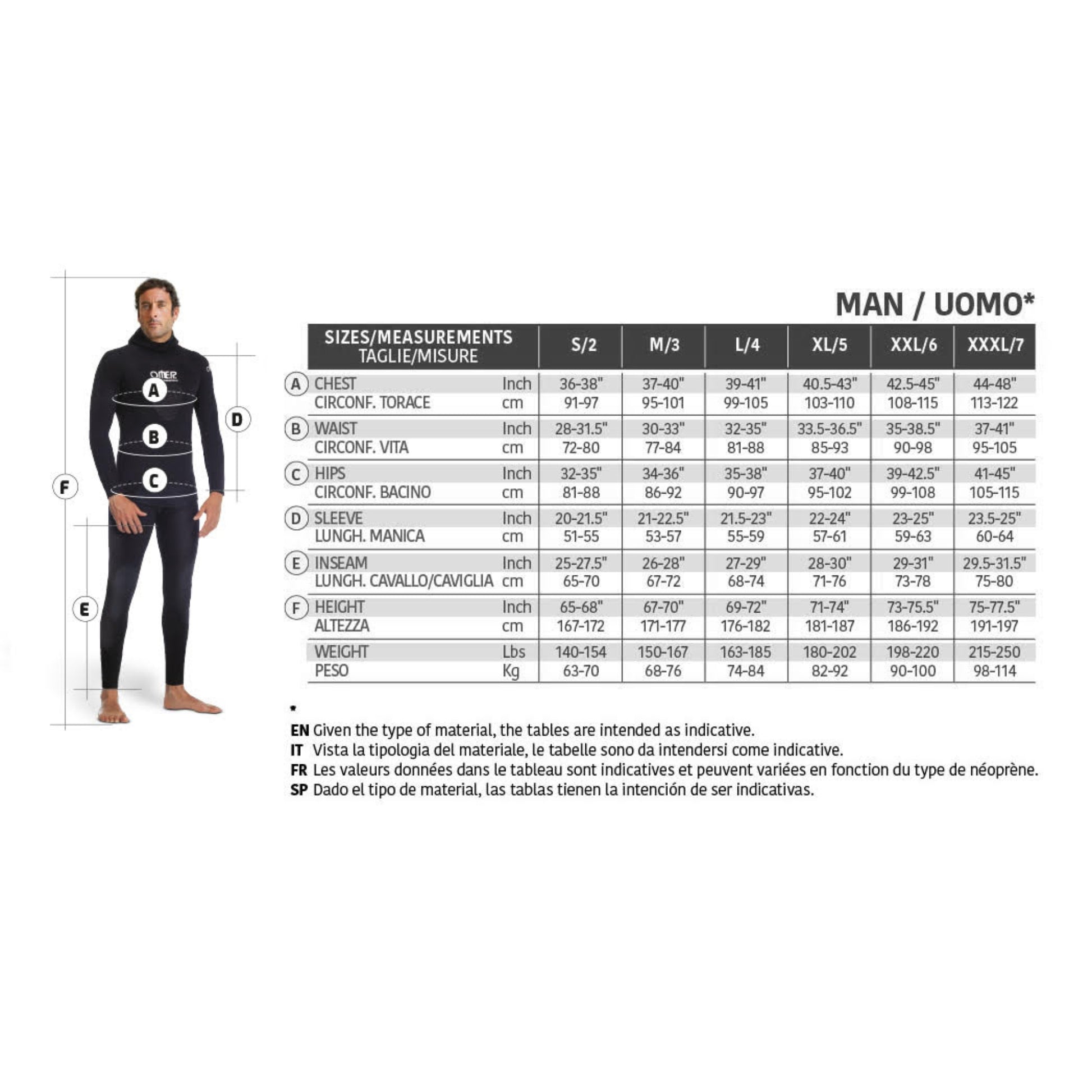 Muta Subacquea Omer Squadra Maestro 5mm - Neoprene/Nylon, Interno Spaccato, Rinforzi Ginocchia - Foto 3